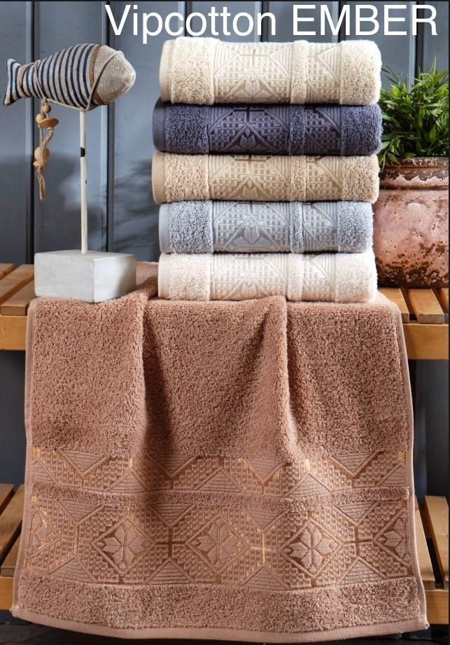 Набір 6 шт лицьових махрових рушників 100*50 см vip cotton Ember